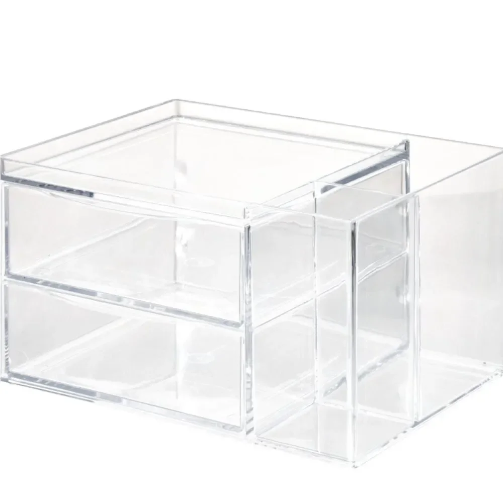IDesign Chloe Clear Two Drawer Side Divider Organizer